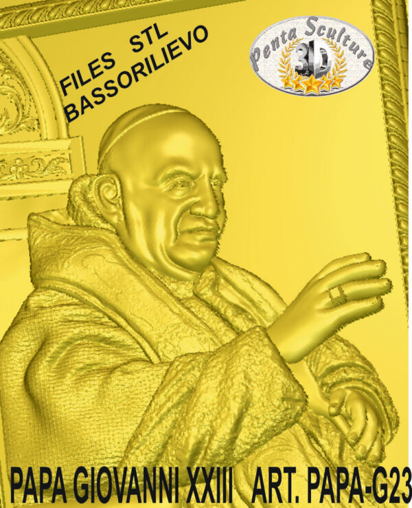 Papa Giovanni XXIII G23 Bassorilievo files STL per CNC pantografi art PapaXXIII - immagine 2