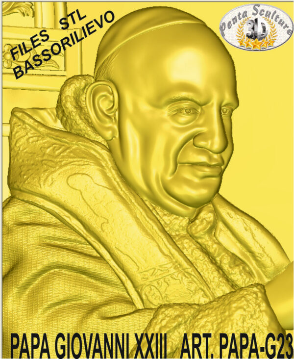 Papa Giovanni XXIII G23 Bassorilievo files STL per CNC pantografi art PapaXXIII - immagine 3