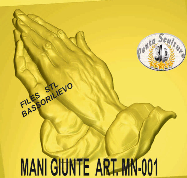 Mani giunte art. MN-001 3d bassorilievo files STL per CNC pantografi - immagine 2