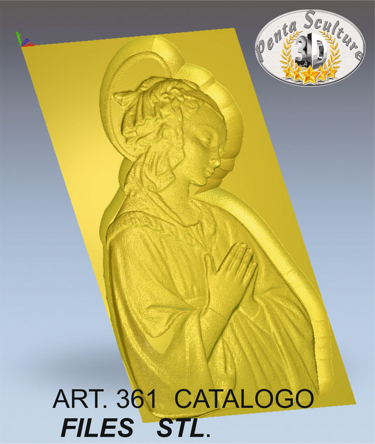 Madonna STL bassorilievo per CNC pantografi art.361 - immagine 2