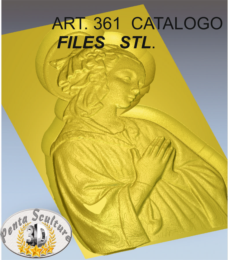 Madonna STL bassorilievo per CNC pantografi art.361 - immagine 3