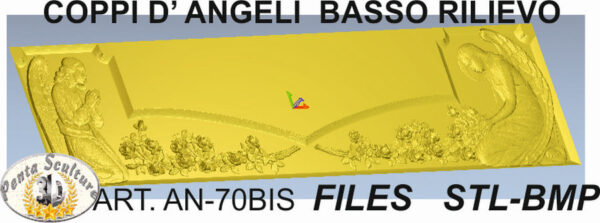 Coppia di angeli in preghiera in ginocchio files STL per CNC pantografi art. AN-70 BIS composizione - immagine 2