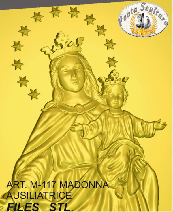 Madonna_Ausiliatrice_STL_bassorilievo_per_CNC_pantografi_art.m117