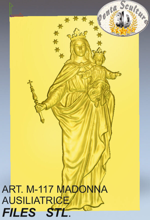 Madonna_Ausiliatrice_STL_bassorilievo_per_CNC_pantografi_art.m117