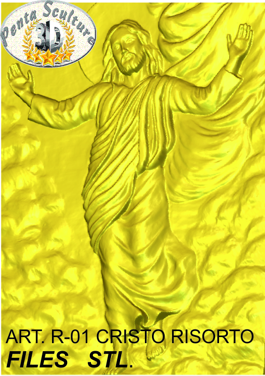 Cristo risorto, trasfigurazione di Raffaello Sanzio files STL bassorilievo per CNC pantografi art. R-01 - immagine 3