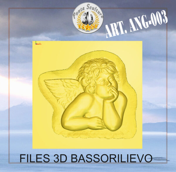 Angelo annoiato di Raffaello Sanzio files STL per CNC pantografi art. ANG-011 - immagine 3
