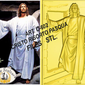 Cristo risorto files STL bassorilievo per CNC pantografi art. C-602