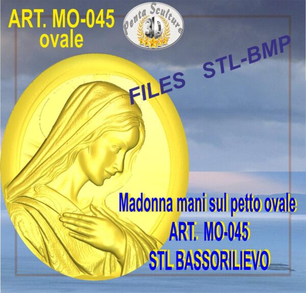 Madonna mano sul petto files STL per CNC pantografi art MO-045 ovale nuovo Volto