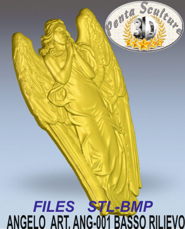 Angelo alzato con mani giunte files STL per CNC pantografi art. ANG-001 - immagine 2