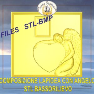 Composizione lapidea con angelo STL bassorilievo per CNC pantografi