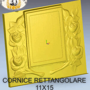 Cornice rettangolare 11X15 con rose laterali files STL per CNC pantografi art C01