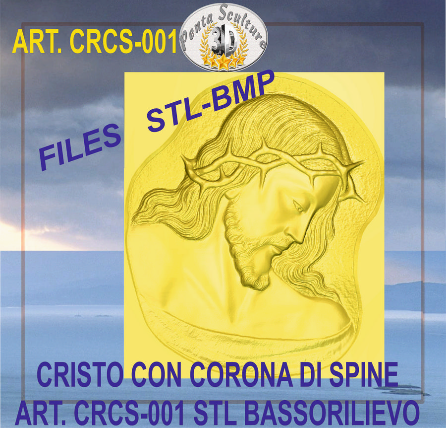 Cristo_con_corona_di_spine_files_STL_bassorilievo_per_CNC_pantografi_art._CRCS-001