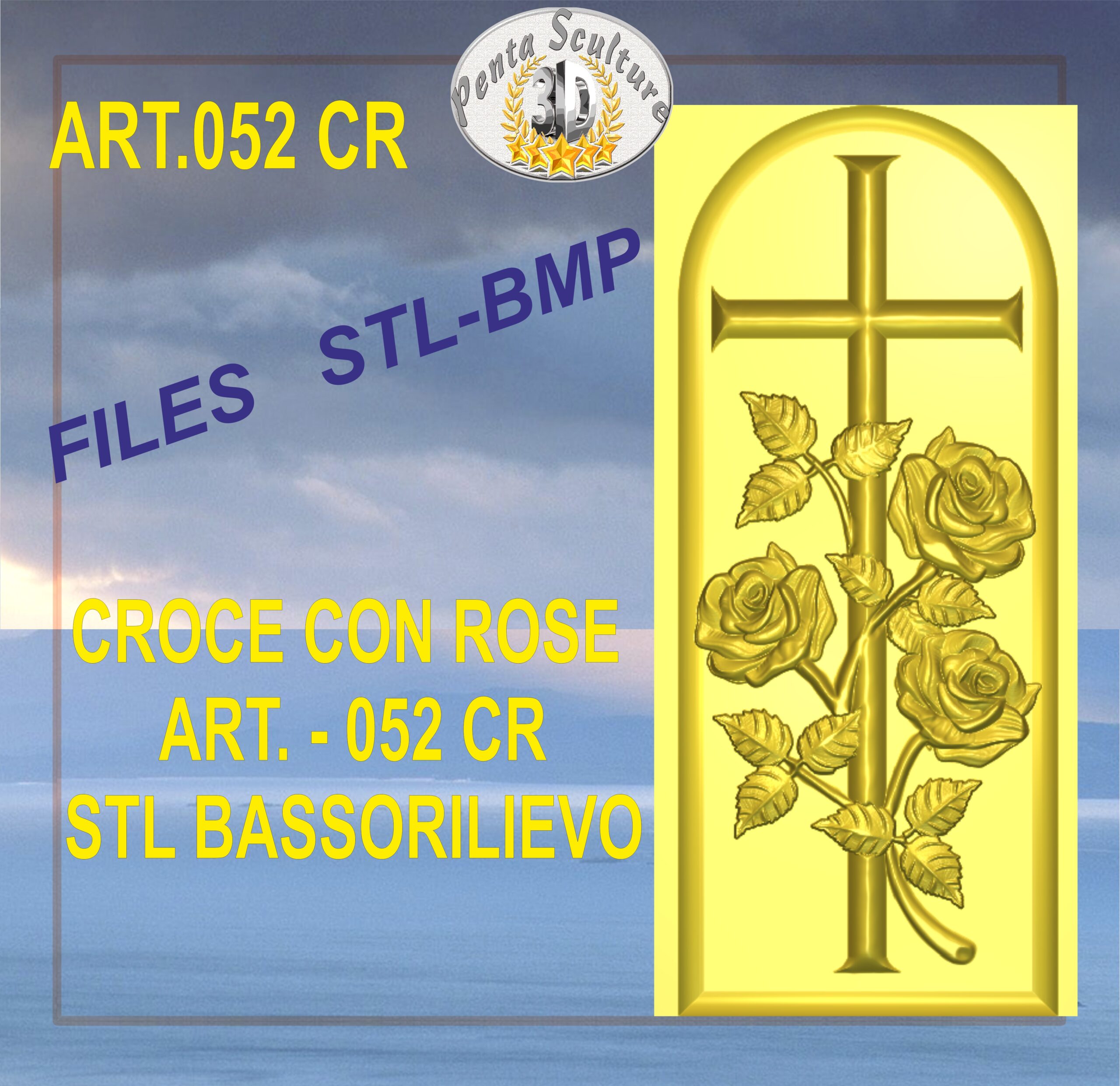 Croce_con_rose_STL_bassorilievo_per_CNC_pantografi_art._052_CR
