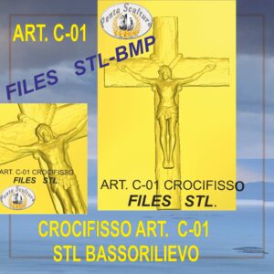 Crocifisso STL bassorilievo per CNC pantografi art. c-01