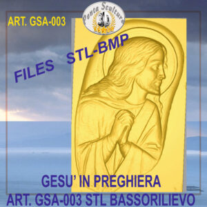 Gesù in preghiera STL bassorilievo per CNC pantografi art. GSA-003