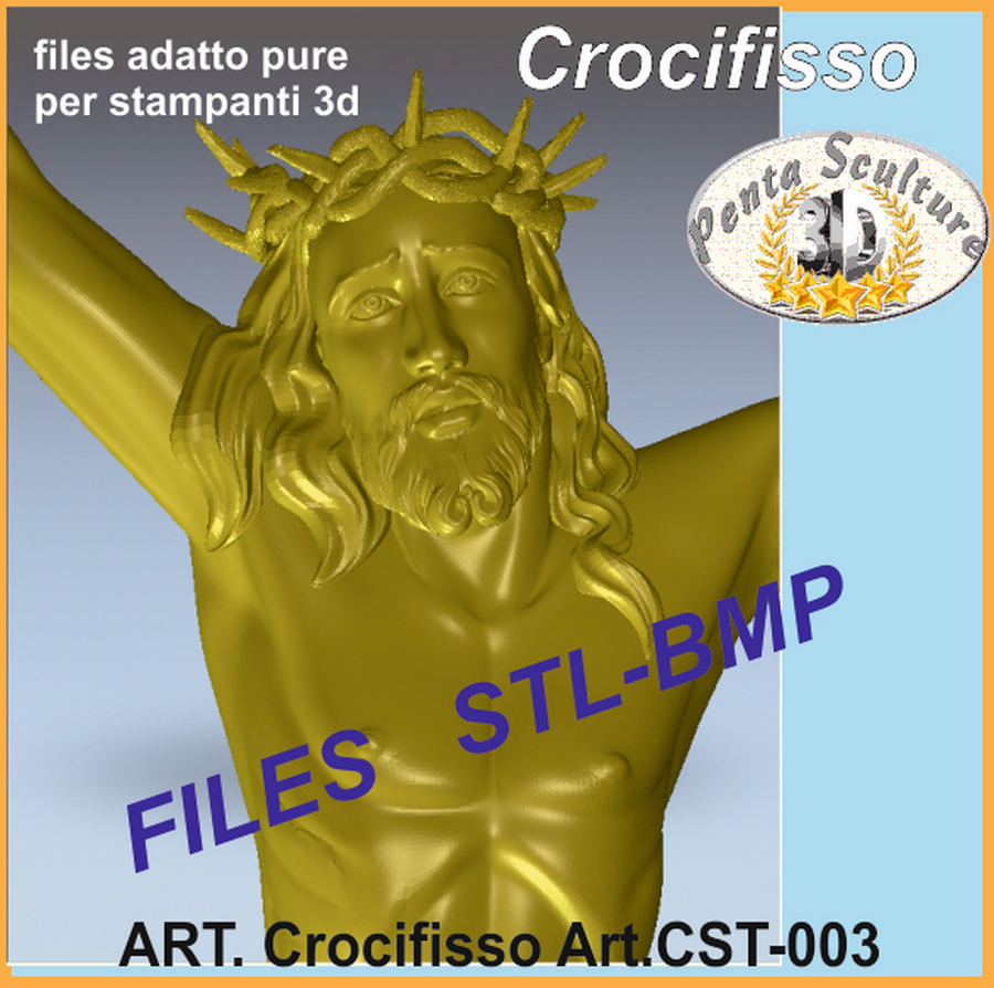 Crocifisso STL bassorilievo per CNC pantografi art. cst-003 - immagine 2