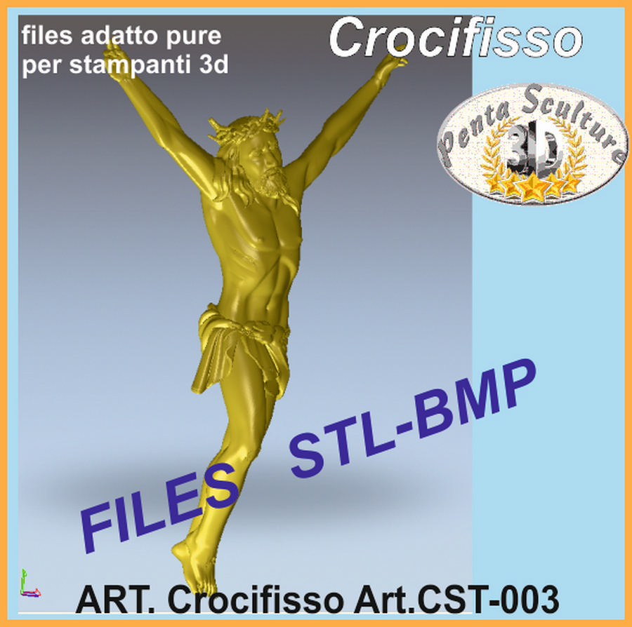 Crocifisso STL bassorilievo per CNC pantografi art. cst-003 - immagine 3