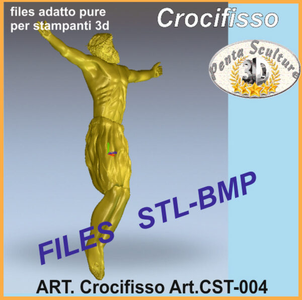 Crocifisso files bassorilievo STL per CNC pantografi art. CST-004 - immagine 2