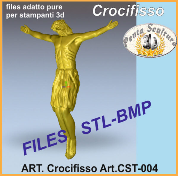 Crocifisso files bassorilievo STL per CNC pantografi art. CST-004 - immagine 3