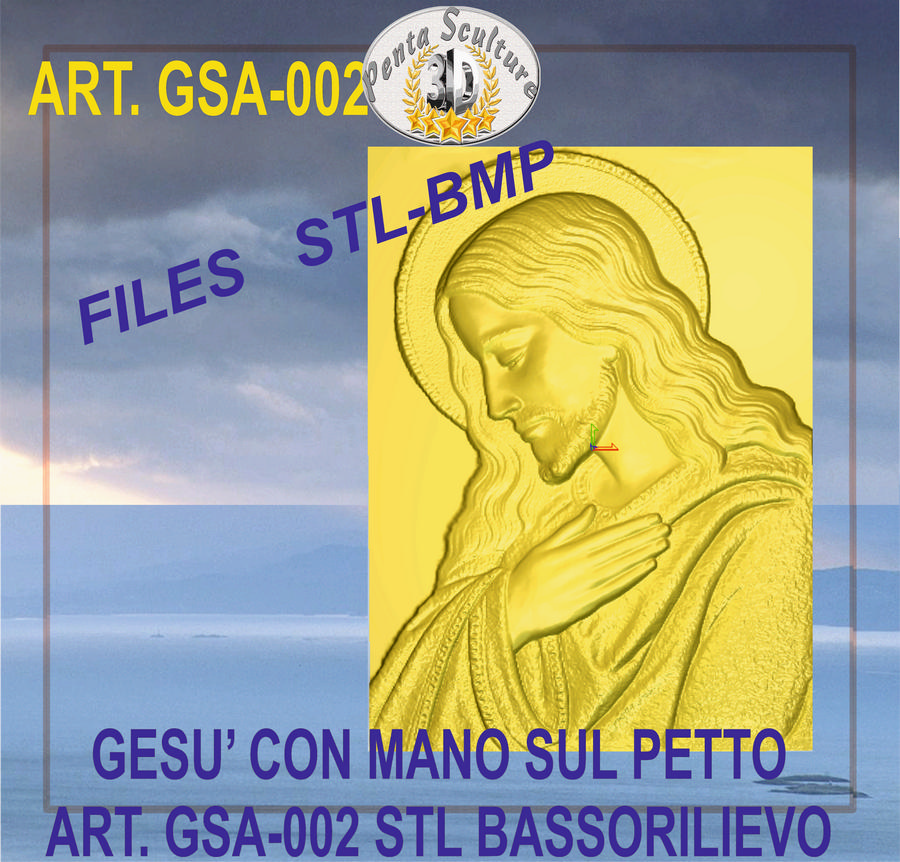 Gesù_con_mano_sul_petto_files_STL_bassorilievo_per_CNC_pantografi_art._GSA-002