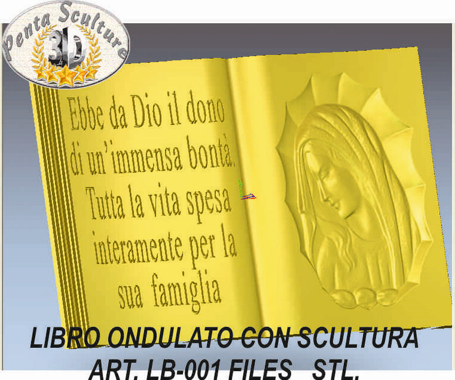 Libro ondulato con scultura STL bassorilievo per CNC pantografi art. LB-001 - immagine 3