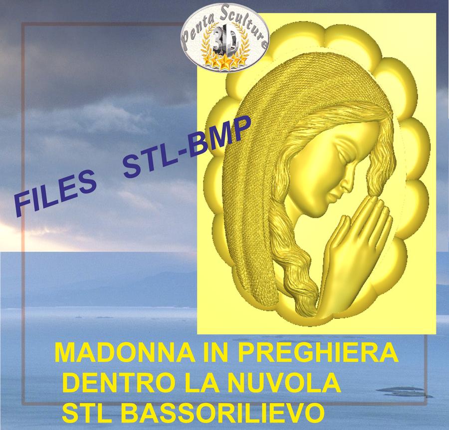 Madonna_in_preghiera_dentro_la_nuvola_STL_bassorilievo_per_CNC_pantografi