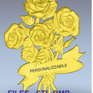 Rose con nastrino STL bassorilievo per CNC pantografi art. RS-03
