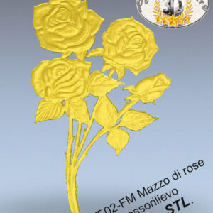 Mazzo di rose STL bassorilievo per CNC pantografi art.02-FM