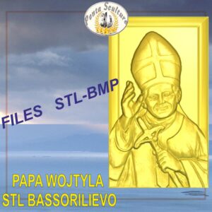 Papa Wojtyla STL bassorilievo per CNC pantografi
