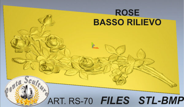 Rose 3d bassorilievo files STL per CNC pantografi art RS-70 - immagine 2