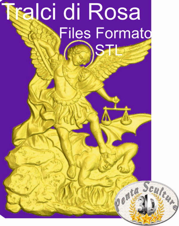San Michele arcangelo STL bassorilievo per CNC pantografi art. S01 - immagine 2