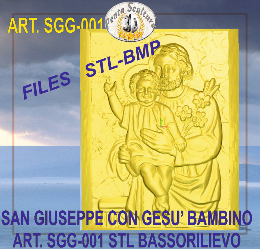 San_Giuseppe_con_Gesù_bambino_STL_bassorilievo_per_CNC_pantografi_art._SGG-001