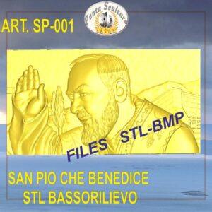 San Pio che benedice STL bassorilievo per CNC pantografi art. SP-001