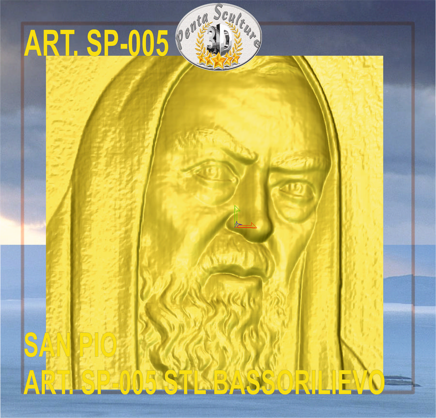 San Pio STL bassorilievo per CNC pantografi art. SP-005 - immagine 2