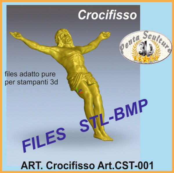 Crocifisso STL bassorilievo per CNC pantografi art. cst-001 - immagine 2