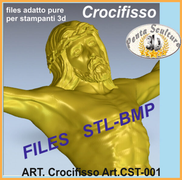 Crocifisso STL bassorilievo per CNC pantografi art. cst-001 - immagine 3
