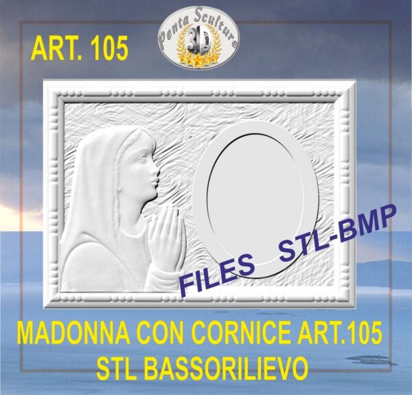 madonna_con_cornice_STL_bassorilievo_per_CNC_pantografi_art.105