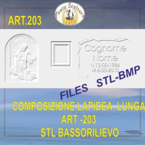 Composizione lapidea lunga STL bassorilievo per CNC pantografi art.203