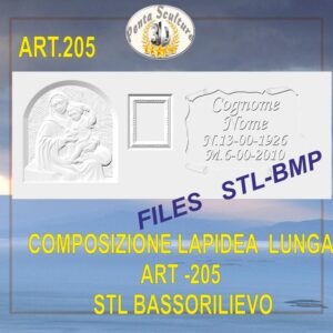 Composizione lapidea lunga STL bassorilievo per CNC pantografi art.205