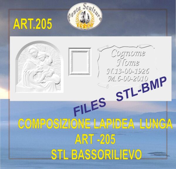 composizione_lapidea_lunga_STL_bassorilievo_per_CNC_pantografi_art.205