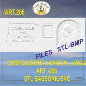 Composizione lapidea lunga STL bassorilievo per CNC pantografi art.206
