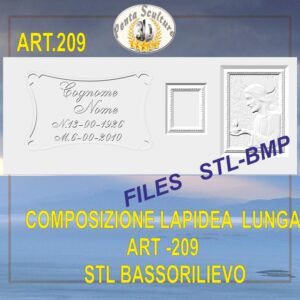Composizione lapidea lunga STL bassorilievo per CNC pantografi art.209