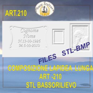Composizione lapidea lunga STL bassorilievo per CNC pantografi art.210