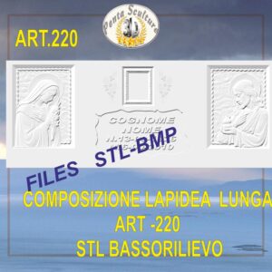 Composizione lapidea lunga STL bassorilievo per CNC pantografi art. 220