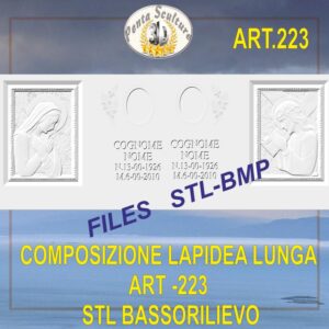 Composizione lapidea lunga STL bassorilievo per CNC pantografi art.223