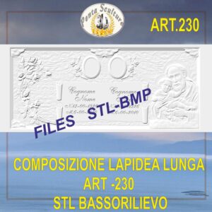 Composizione lapidea lunga STL bassorilievo per CNC pantografi art.230