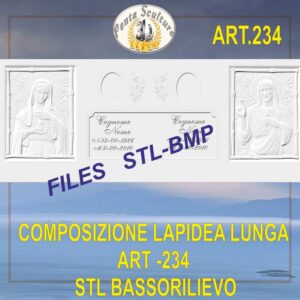 Composizione lapidea lunga STL bassorilievo per CNC pantografi art.234