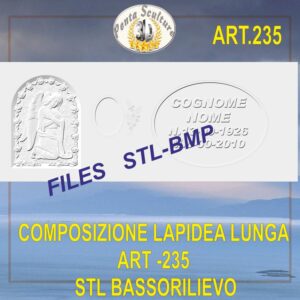 Composizione lapidea lunga STL bassorilievo per CNC pantografi art.235
