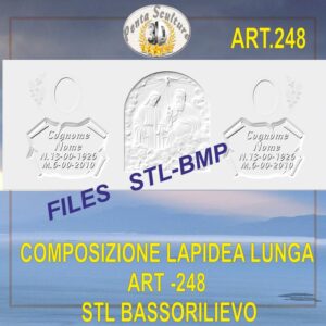 Composizione lapidea lunga STL bassorilievo per CNC pantografi art.248