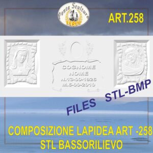 Composizione lapidea lunga STL bassorilievo per CNC pantografi art.258
